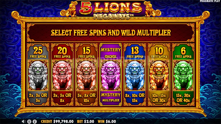 5 Lions Megaways slot